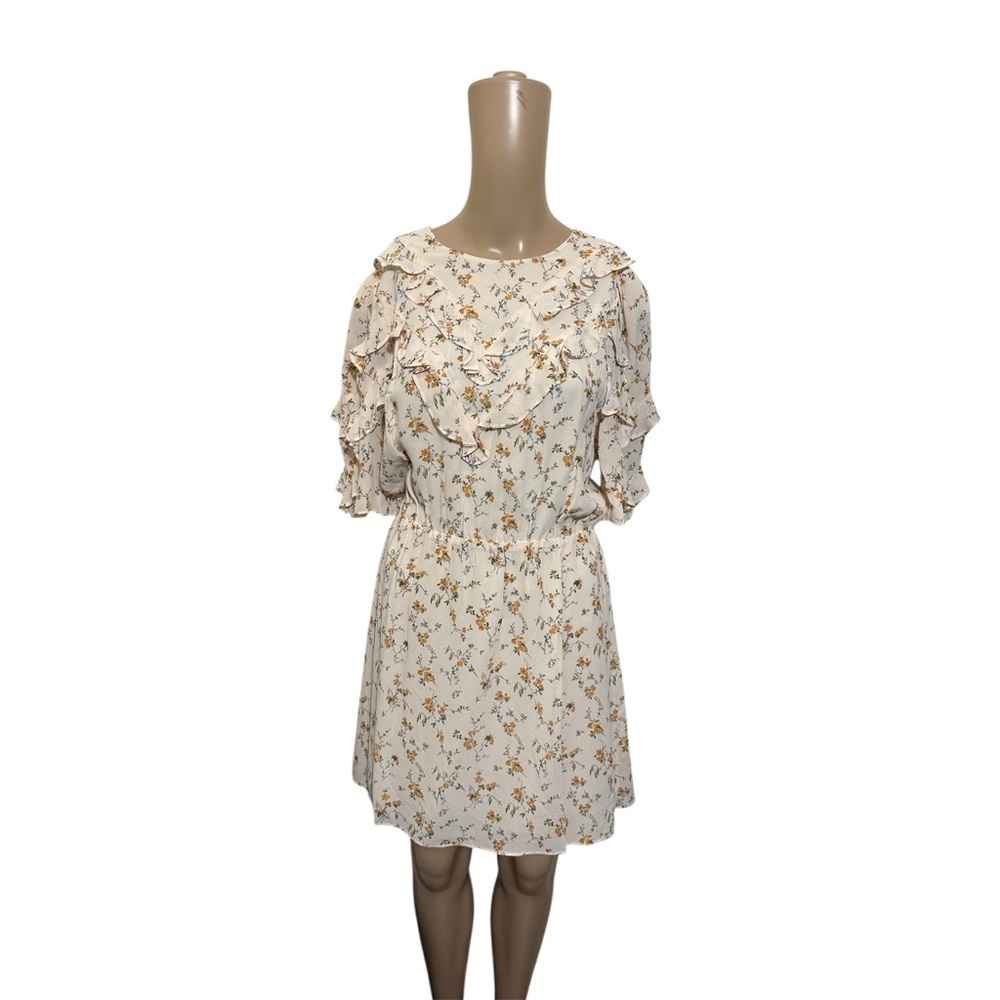 Reformation Cream Floral Long Sleeve Dress